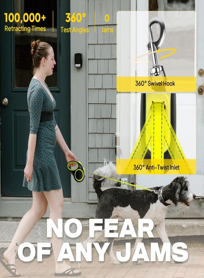 Fida Retractable Dog Leash, Reflective 16ft Heavy Duty Pet Walking Leash for Small/Medium Dog up to 26 lbs, Tangle Free. One-Hand Brake (Small, Neon Yellow) - Image 4